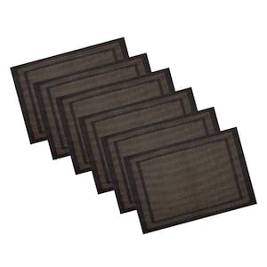 EveryTable 18 in. x 12 in. Double Border Two-Tone Brown PVC Placemat (Set of 6)