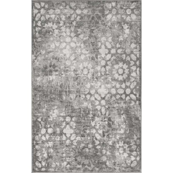 Unique Loom Sofia Larvotto Dark Gray 5' 0 x 8' 0 Area Rug