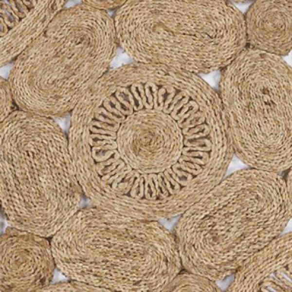 Handmade Geometric Blue Braided Round Rug, Stain-Resistant, 48"
