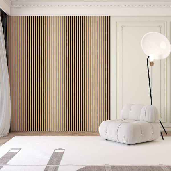 Luxury American Oak | Grey Felt | Acoustic Slat Wood Wall Panels | Original Slatpanel | Premium Wood Finish | 94.49 x 25.20