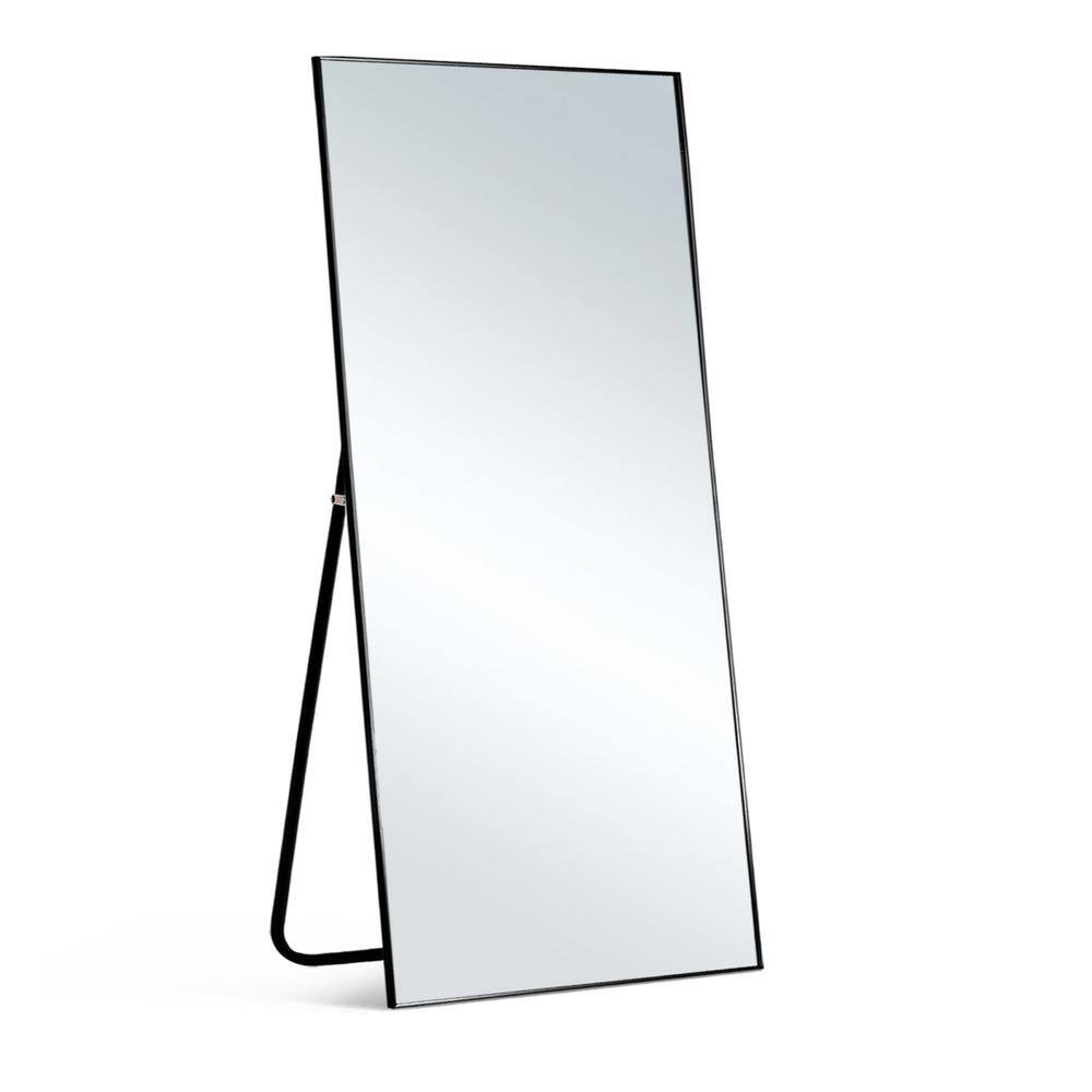 70 in. x 27 in. Modern Rectangle Framed Full Length Leaning Mirror Aluminum