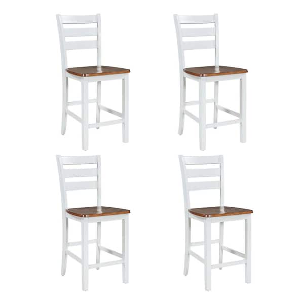 Unbranded White Farmhouse Wood Counter Height Outdoor Dining Chair Set of 4, Walnut