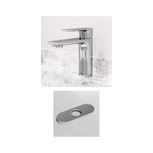 Davidson Single Handle Bathroom Faucet in Chrome with 5.5 in. Hole Cover Deck Plate (2-Piece Set)