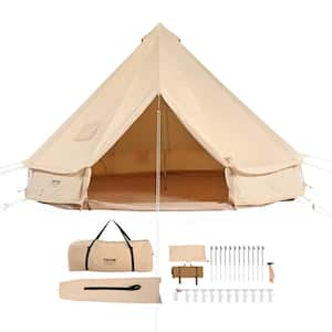 5-8 Person Canvas Glamping Bell Tent, Breathable Waterproof Yurt Tent, 13 ft. x 13 ft. x 98 in.(Diameter 4M)