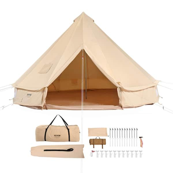 VEVOR Canvas Glamping Bell Tent 5 8 Person Breathable Waterproof Yurt Tent 13 ft. x 13 ft. x 98 in. Dia 4M FBZXZP4MMGBZBDUIUV0 0823 The Home Depot