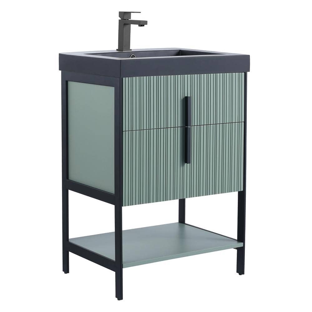 24 in. W x 18 in. D x 33.5 in. H Mint Green Bath Vanity with Black Gel Coated Acrylic Top with Black Hardware price history on PriceWatchPro