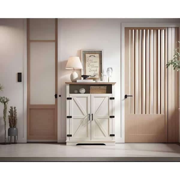 6-Tier 39.4 in. H x 31.1 in. W White Particle Board Shoe Storage Cabinet with Adjustable Shelves