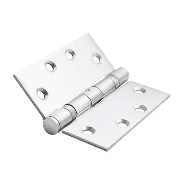 Global Door Controls 4.5 in. x 4 in. Stainless Steel Full Mortise Squared Ball Bearing Hinge with Non-Removable Pin