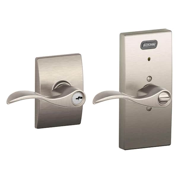 Schlage Century Collection Accent Satin Nickel Keyed Entry with Built-In Alarm