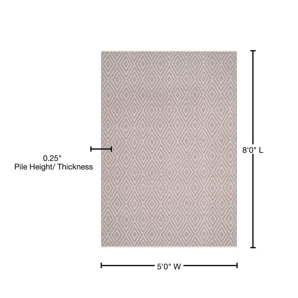 Montauk Grey and Ivory Handwoven Cotton Area Rug, 5' x 8'