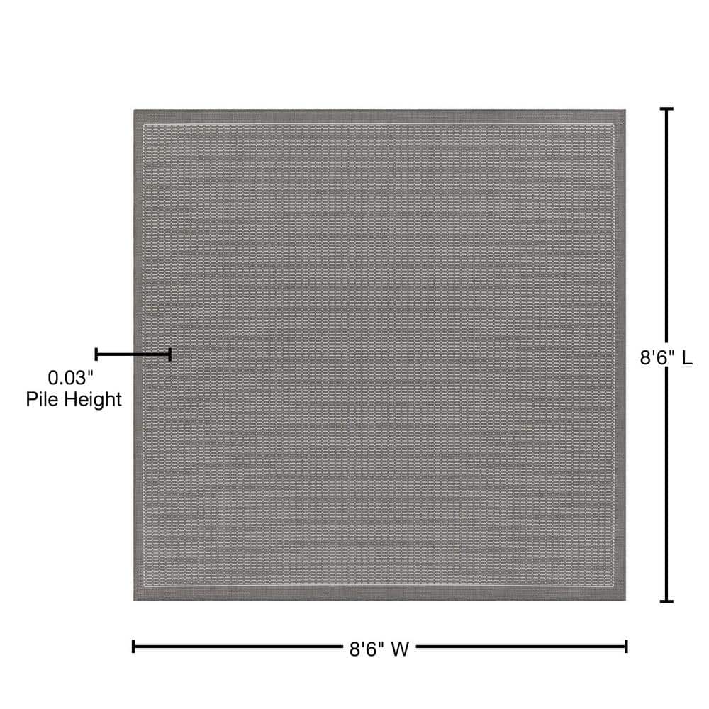 Belgian Courtron Square Gray Stitch 102" Easy-Care Outdoor Rug