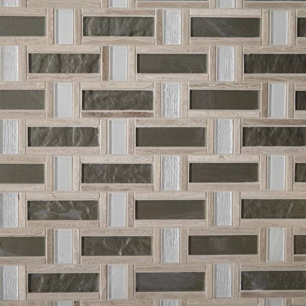 Daltile Stone Decor Greystone 12 in. x 12 in. x 6.35 mm Stone and Glass Basket Weave Mosaic Wall Tile (1 sq. ft./Each)