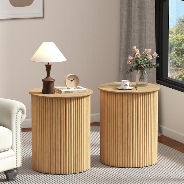 ATHMILE Natural 21.65 in. H Wavy Nightstands /Side Table NAD