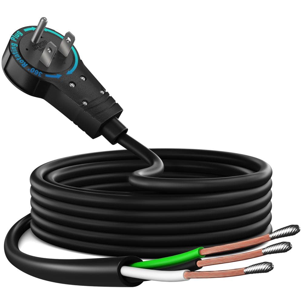 10 ft. 14/3 Medium/Heavy Duty Indoor 360 Rotating Plug Extension Cord Open Wire Cable, 15Amps, Black price history on PriceWatchPro