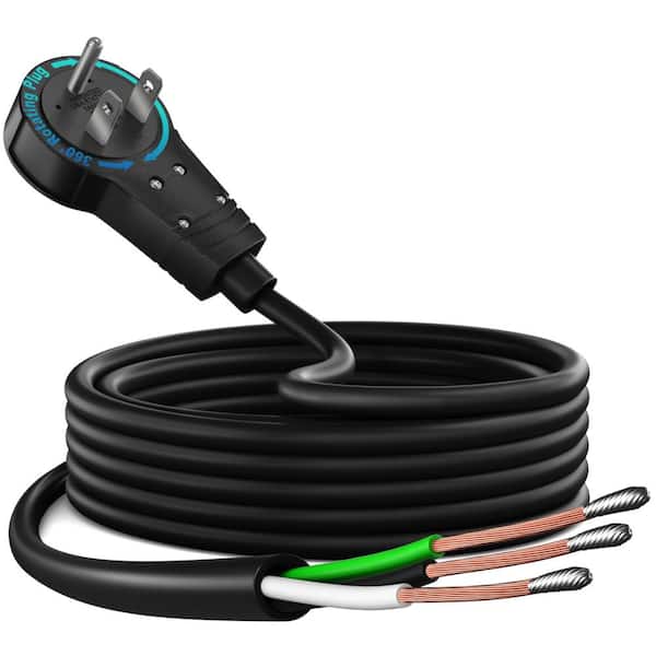 10 ft. 14/3 Medium/Heavy Duty Indoor 360 Rotating Plug Extension Cord Open Wire Cable, 15Amps, Black