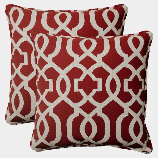 Pillow Perfect Red Square Outdoor Square Throw Pillow 2-Pack