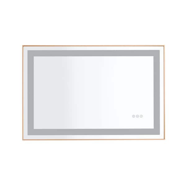 taholi 24 in. W x 36 in. H Small Rectangular Aluminium Framed Wall Mounted Bathroom Vanity Mirror in Gold