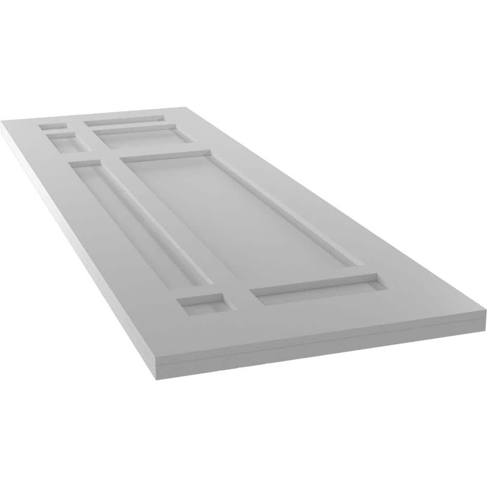 Primed Gray PVC Mission Style Fixed Mount Shutters, 12"W x 35"H