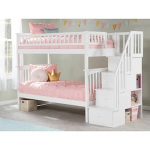 Columbia Staircase Bunk Bed Twin over Twin in White
