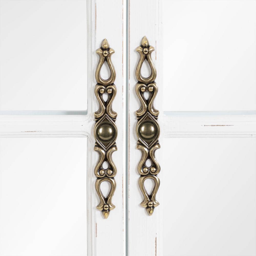 Rustic White Wood Windowpane Arch Vanity Mirror