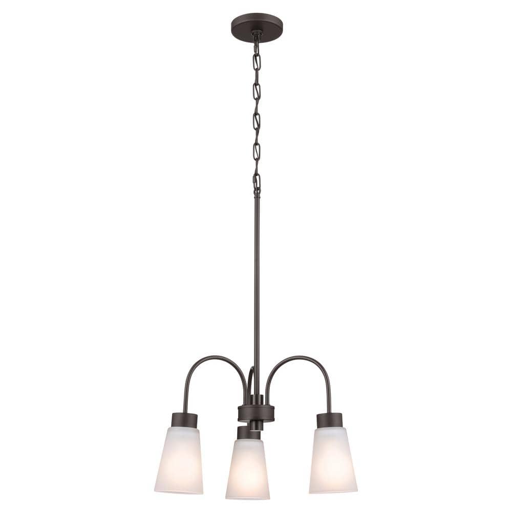 Erma 18" Olde Bronze Traditional Chandelier with White Glass Shades