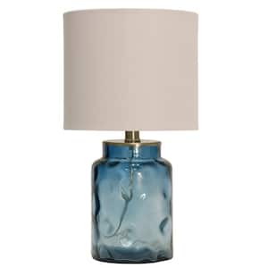 16.5 in. Blue Table Lamp with White Hardback Fabric Shade