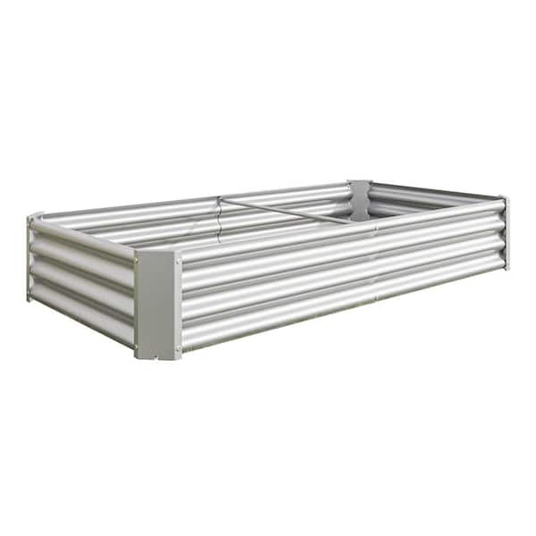 BTMWAY 6 ft. L x 3 ft. W x 1 ft. H Silver Galvanized Metal Outdoor Raised Garden Bed Kit, Planter Box (1-Pack)