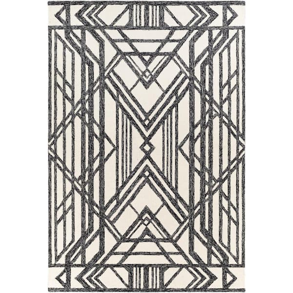 Livabliss Noble Black/Cream Modern 6 ft. x 9 ft. Indoor Area Rug