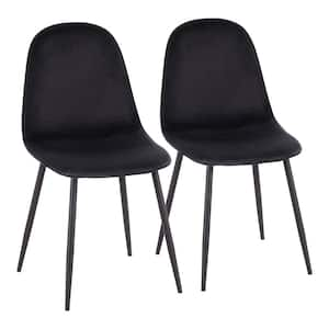 Pebble Black Velvet and Black Metal Dining Chair (Set of 2)