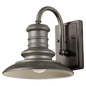 Redding Station 1-Light Tarnished Silver Outdoor 9.688 in. Wall Lantern Sconce
