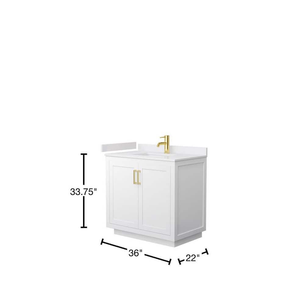 Miranda 36-inch White Cultured Marble Single Sink Vanity with Gold Hardware