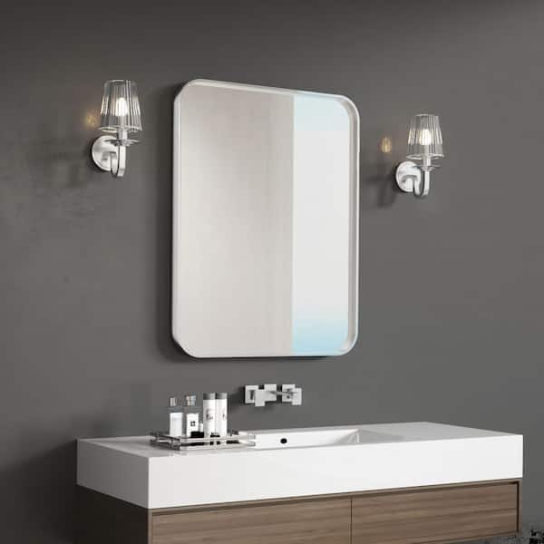 36 in. W x 30 in. H Rectangular Aluminum Framed Wall Bathroom Vanity Mirror in Silver