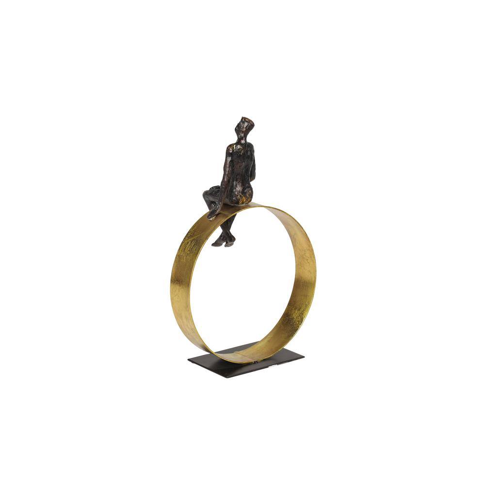 Black and Gold Resin Human Figurine on Circular Base