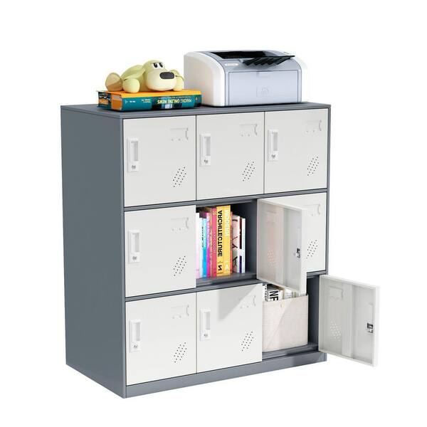 CJC 6 Doors Storage Cabinet with Card Slot, Metal Locker Organizer