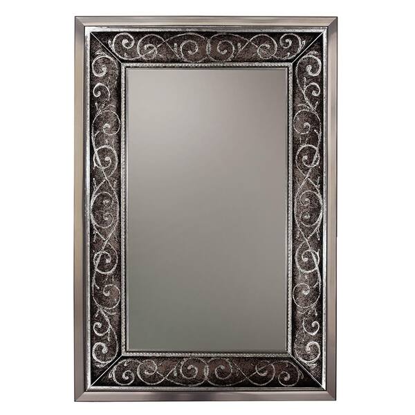 Deco Mirror 25 in. W x 37 in. H Framed Rectangular Bathroom Vanity Mirror in Silver, pewter