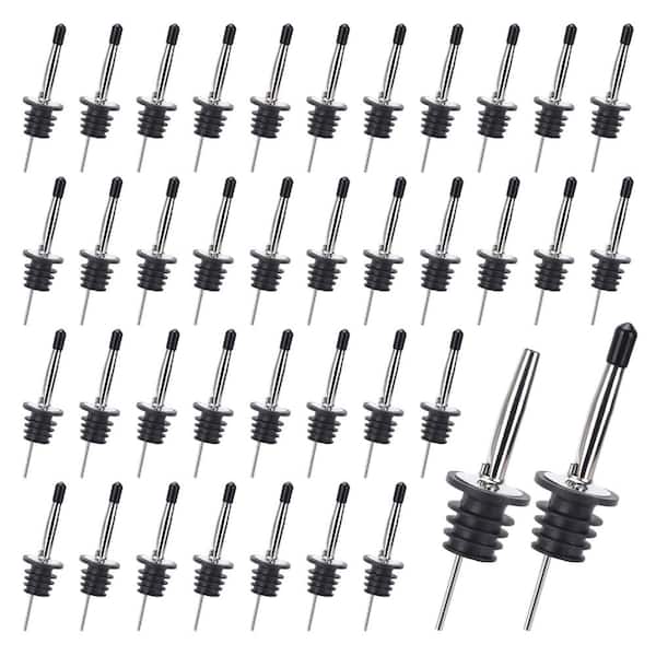 100-Pack Stainless Steel Liquor Bottle Pour Spouts with Dust Caps for Bars Restaurants Home Bartenders