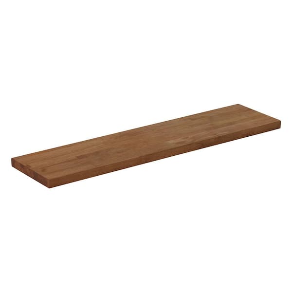 HARDWOOD REFLECTIONS Solid Wood Butcher Block Shelf 24in. W X 12in. D X 1.5in. H in Honey Stained Hevea