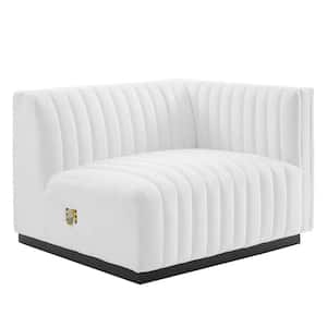 Conjure White Channel Tufted Upholstered Fabric Right-Arm Chair