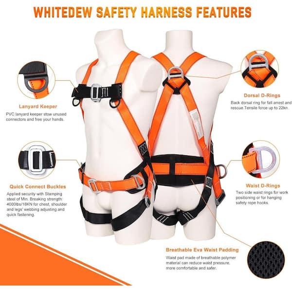 KIWDZFU Full Body Safety Harness Kit with Shock Absorbing Lanyard
