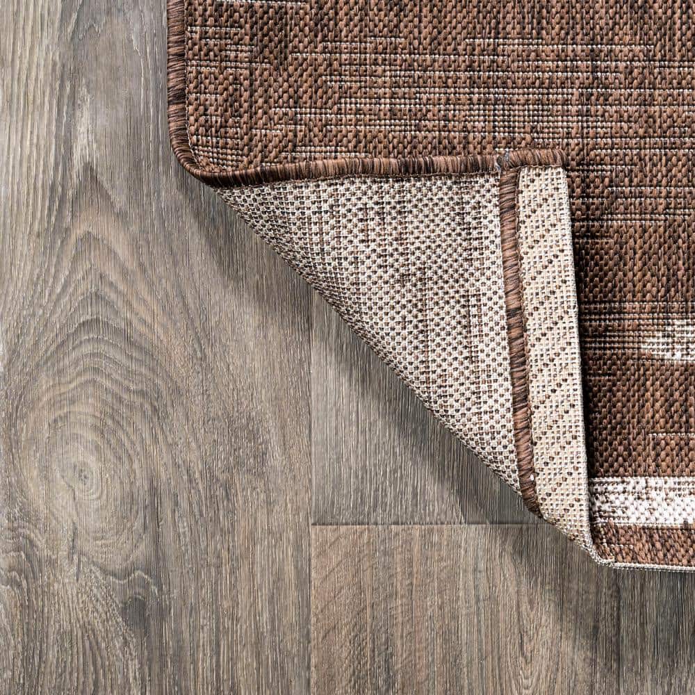 Brown and Beige 8' x 10' Synthetic Stripe Area Rug
