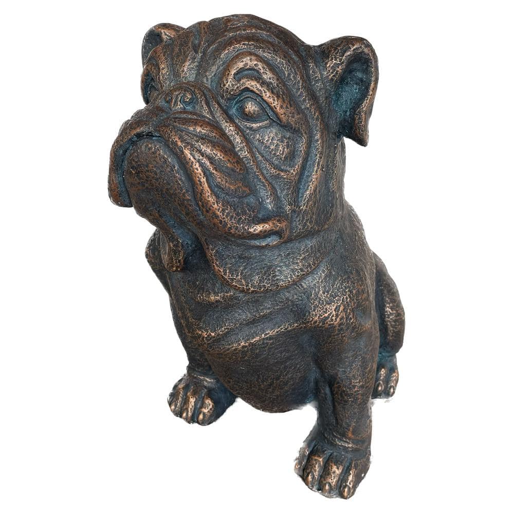 16" Copper-Look Resin Bulldog Garden Statue