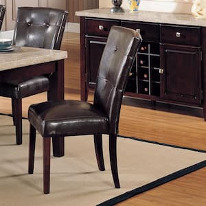 Britney Espresso PU and Walnut Leather Side Chair (Set of 2)