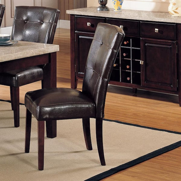 Acme Furniture Britney Espresso PU and Walnut Leather Side Chair (Set of 2)