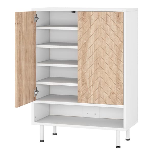 BYBLIGHT 70.86 in. H x 25.6 in. W White 30-Pairs Tall Shoe Storage Cabinet, 10-Tier Shoe Rack for Entryway
