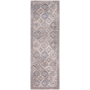 57 Grand Machine Washable Ivory/Latte 2 ft. x 6 ft. Bordered Transitional Kitchen Runner Area Rug
