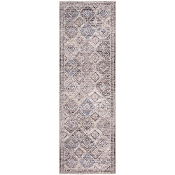 57 GRAND BY NICOLE CURTIS 57 Grand Machine Washable Ivory/Latte 2 ft. x 6 ft. Bordered Transitional Kitchen Runner Area Rug