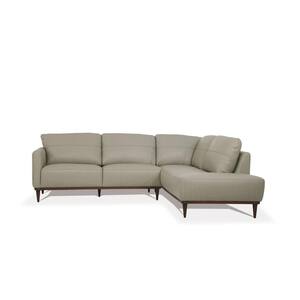 103 in. W 2-Piece Leather Right-Hand Sofa in Green