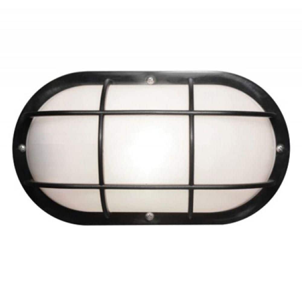 Nautical Oblong Black Outdoor Hardwired Bulkhead Sconce with 3000K LED Bulb and Grid-Style Diffuser Cage price history on PriceWatchPro