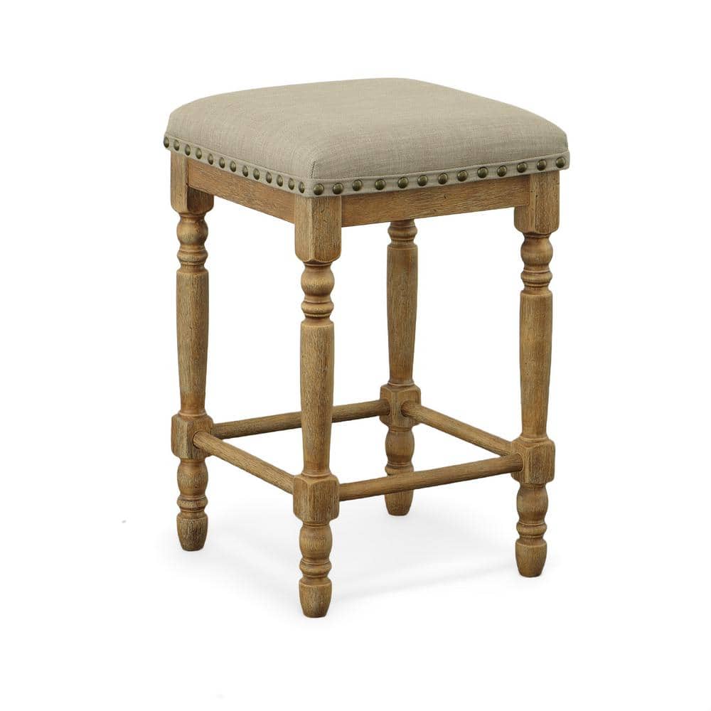 Brittany Deluxe 26 in. Vintage Honey Backless Wood Bar Stool with Polyster 