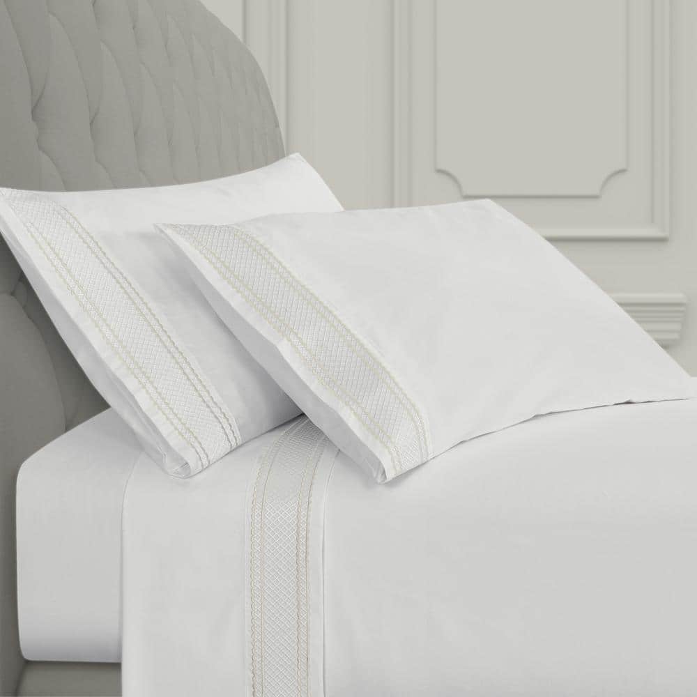 Montefiore White Cotton Queen 4Pc. Sheet Set